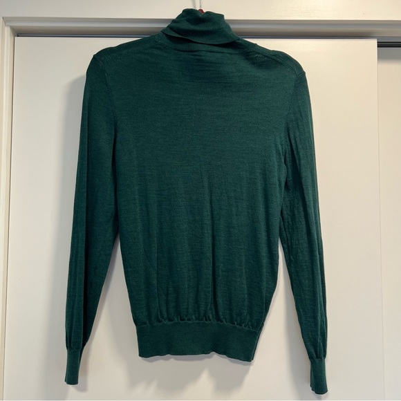 SUITSUPPLY Merino Wool Turtleneck Pullover Sweater, Emerald Green, XS - Picture 5 of 11